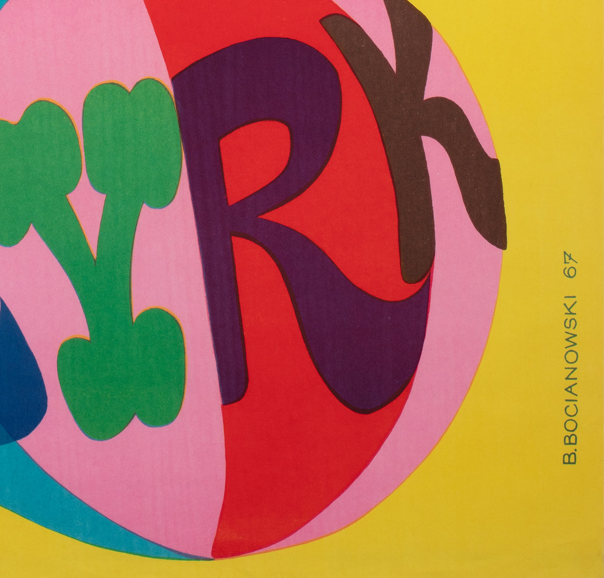 Cyrk Ball Balancing Bear 1967 Polish Circus Poster, Bocianowski - detail