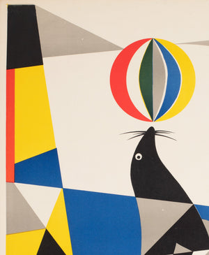 Cyrk Ball Balancing Seal 1961 Polish Circus Poster, Gawor - detail