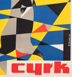 Cyrk Ball Balancing Seal 1961 Polish Circus Poster, Gawor - detail