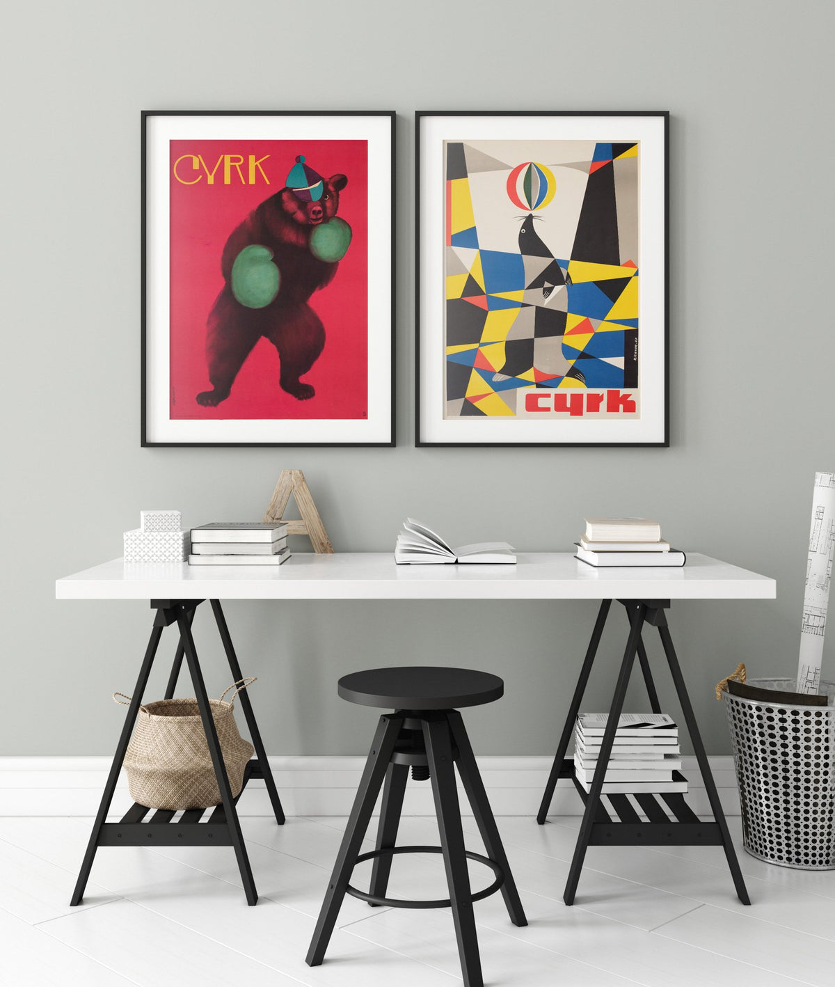 Cyrk Boxing Bear 1962 Polish Circus Poster, Onegin-Dabrowski