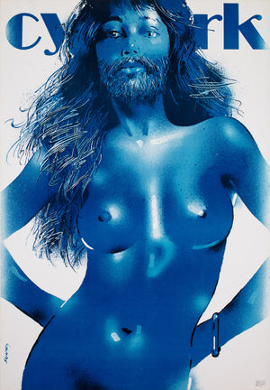 Cyrk Bearded blue lady 1983 Polish Circus Poster, Waldemar Swierzy
