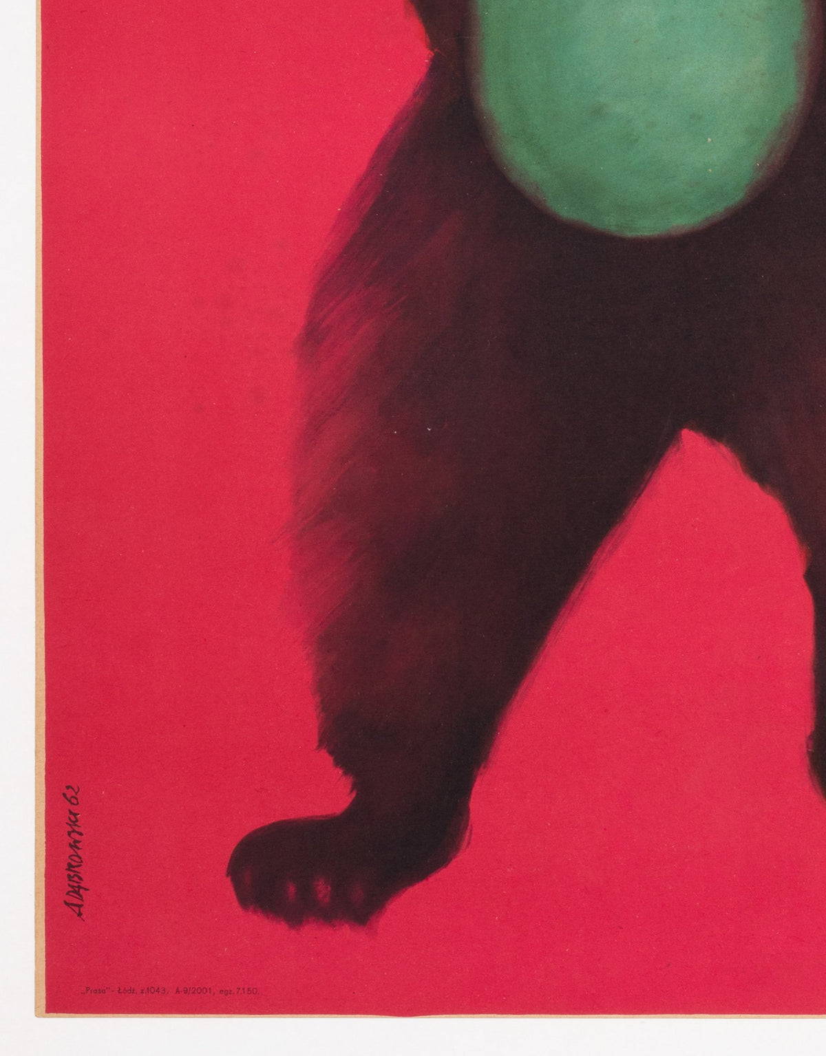 Cyrk Boxing Bear 1962 Polish Circus Poster, Onegin-Dabrowski - detail
