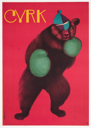 Cyrk Boxing Bear 1962 Polish Circus Poster, Onegin-Dabrowski