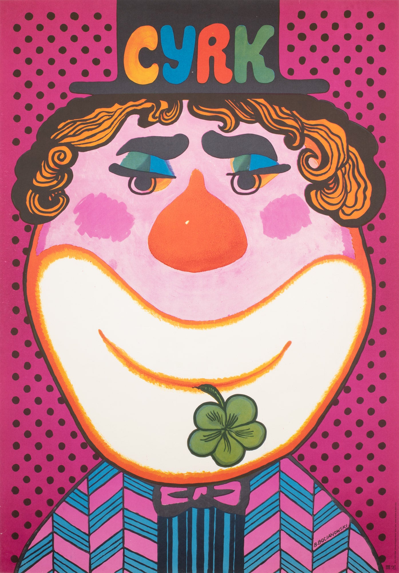 Cyrk Clown 1974 Polish Circus Poster, Bocianowski