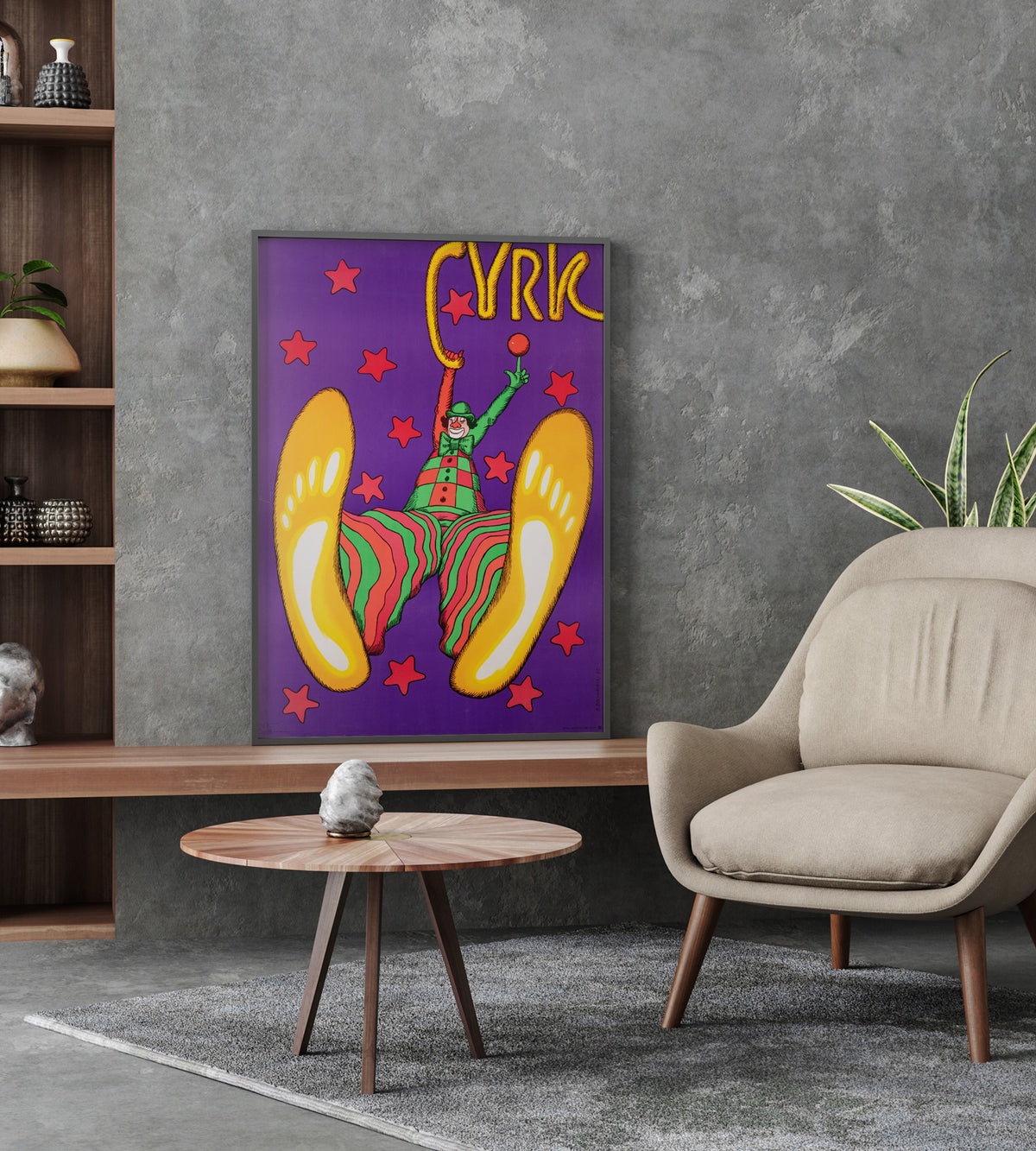 Cyrk Clown Swinging R1979 Polish Circus Poster, Bocianowski