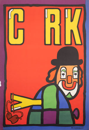 Cyrk Clown With Slingshot 1974 Polish Circus Poster, Mlodozeniec