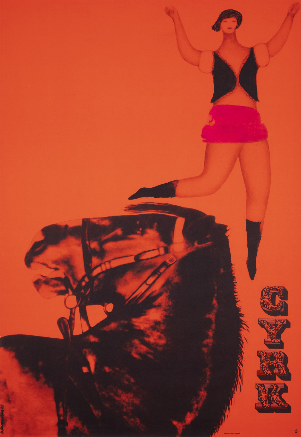Cyrk Dancer With Horse 1965 Polish Circus Poster, Danuta Zukowska