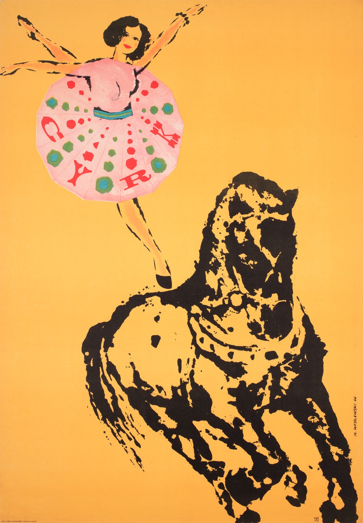 Cyrk Dancer on Horseback 1966 Polish Circus Poster, Wasilewski
