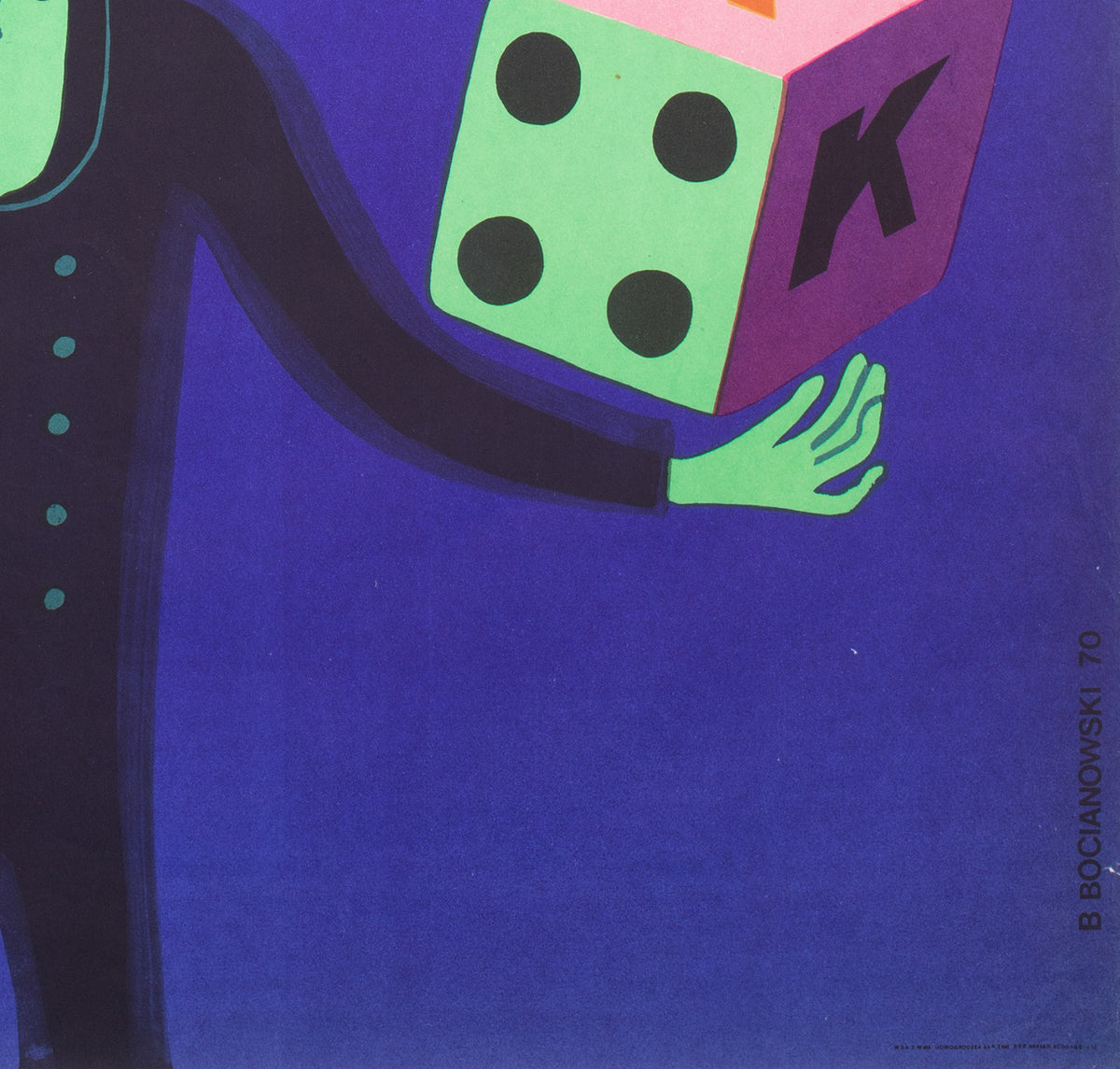 Cyrk Dice Juggler 1970 Polish Circus Poster, Bocianowski - detail