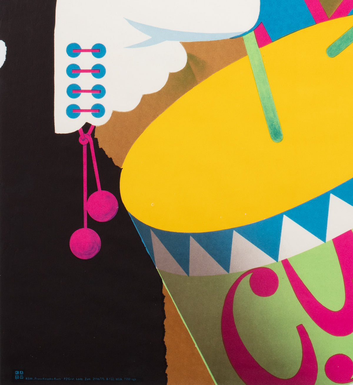 CYRK Drumming Bear 1975 Polish Circus Poster, Majewski - detail