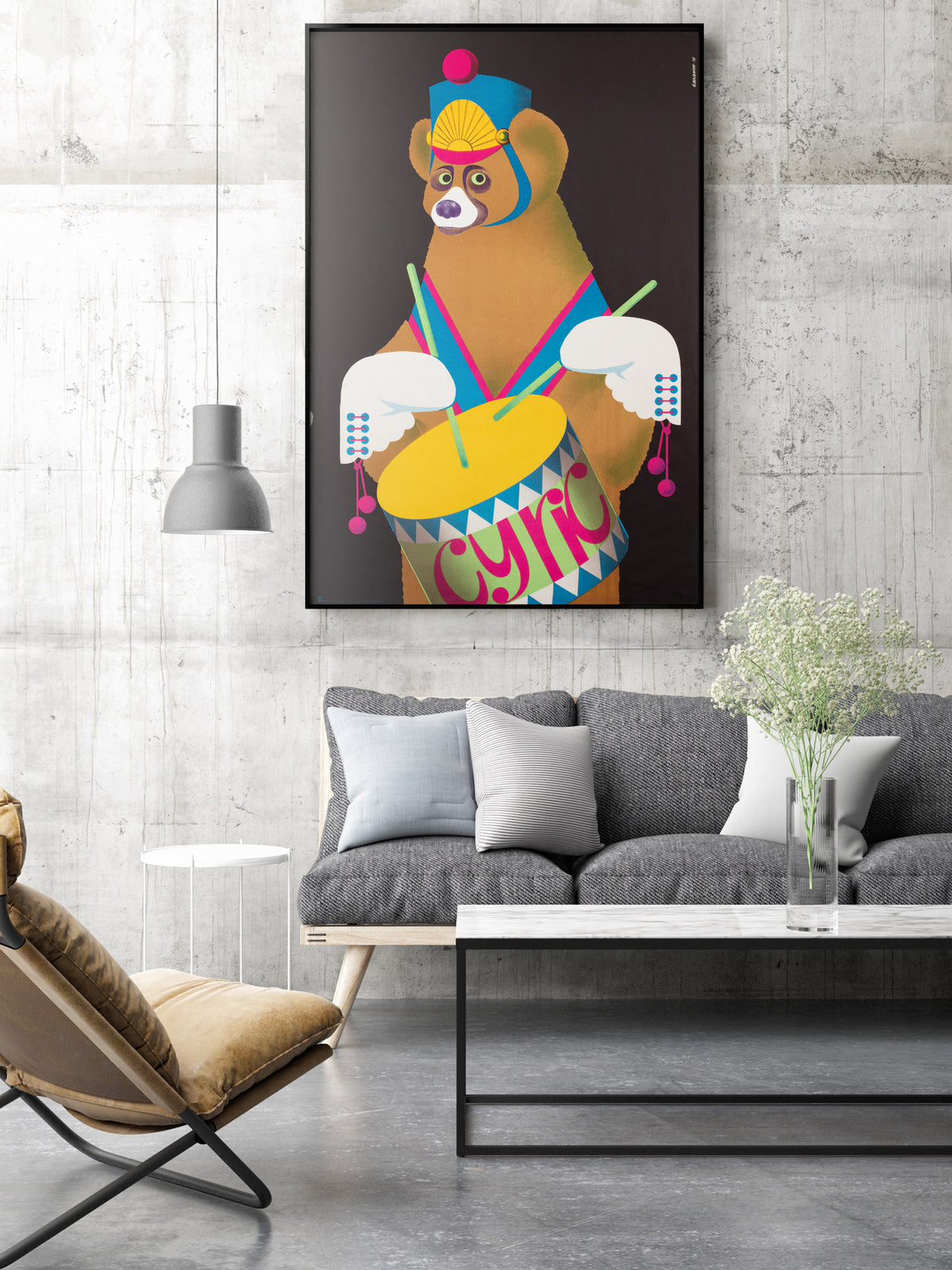 CYRK Drumming Bear 1975 Polish Circus Poster, Majewski