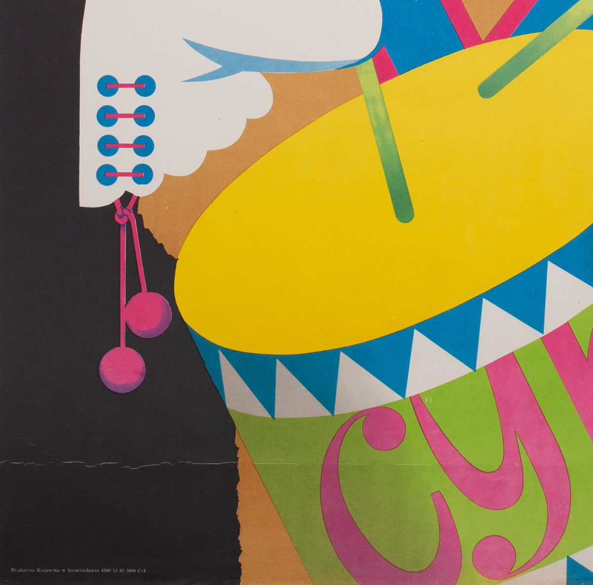 CYRK Drumming Bear R1982 Polish Circus Poster, Majewski