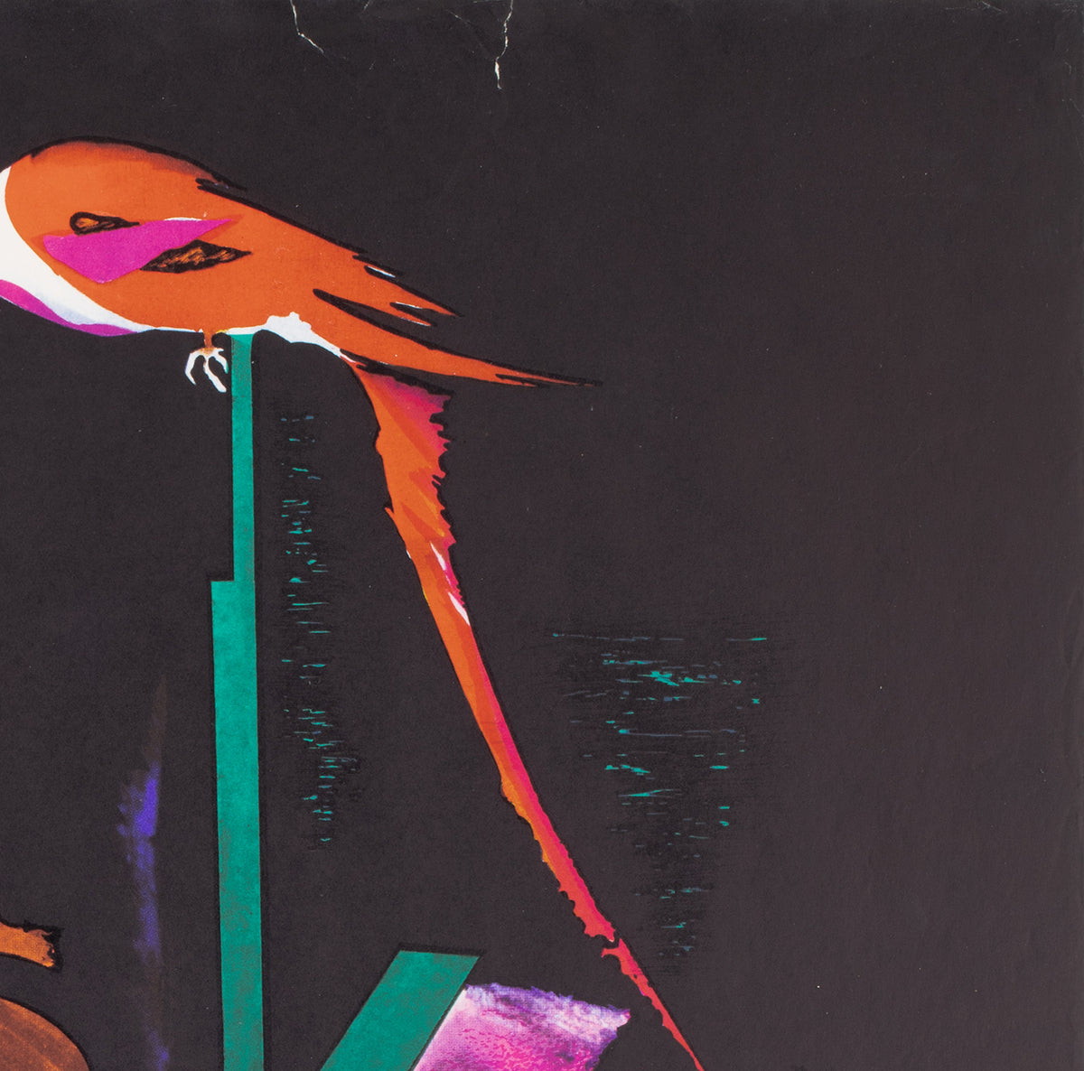 Cyrk Drumming Poodle and Parrot c1965 Polish Circus Poster, Baczewska - detail