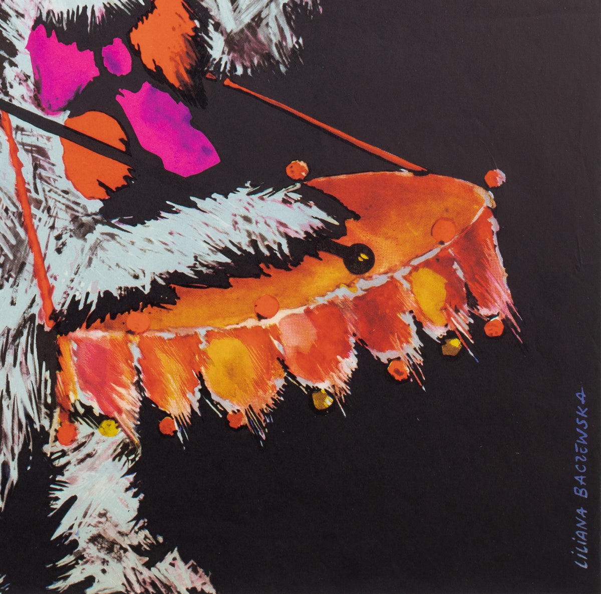 Cyrk Drumming Poodle and Parrot c1965 Polish Circus Poster, Baczewska - detail