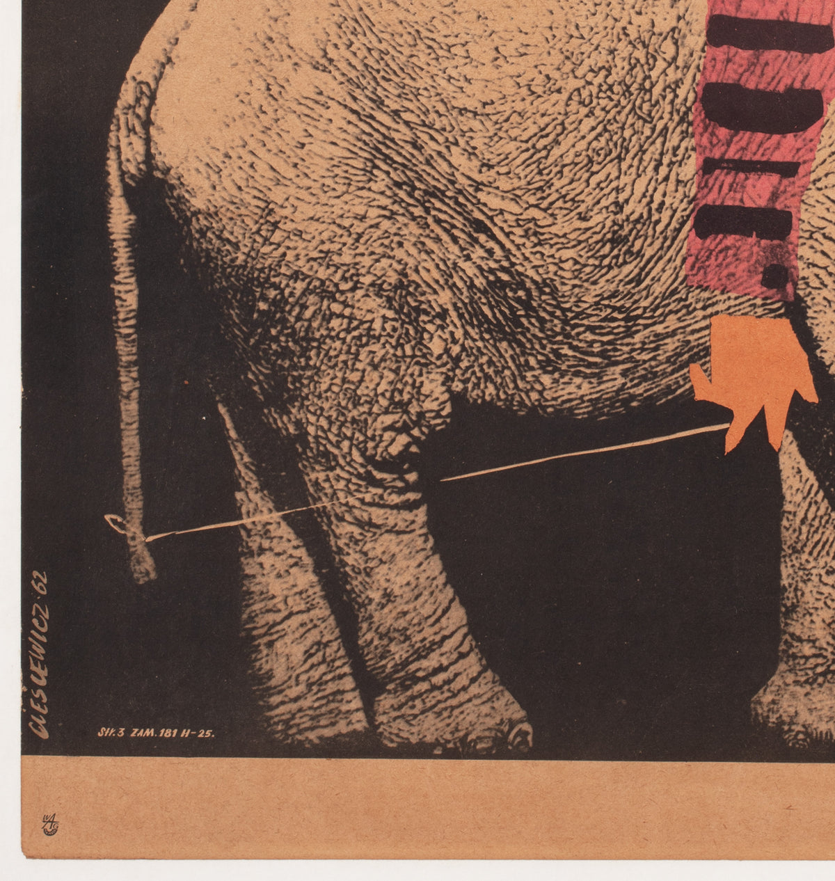Cyrk Elephant Riding Acrobat 1962 Polish Circus Poster, Cieslewicz - detail