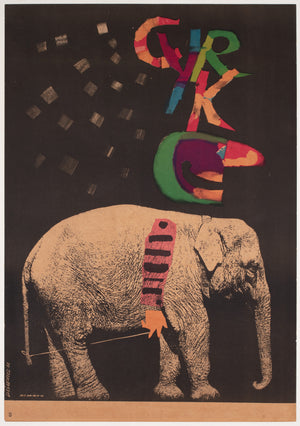 Cyrk Elephant Riding Acrobat 1962 Polish Circus Poster, Cieslewicz