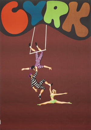 Cyrk Hanging Acrobats 1975 Polish Circus Poster, Jan Kotarbinski