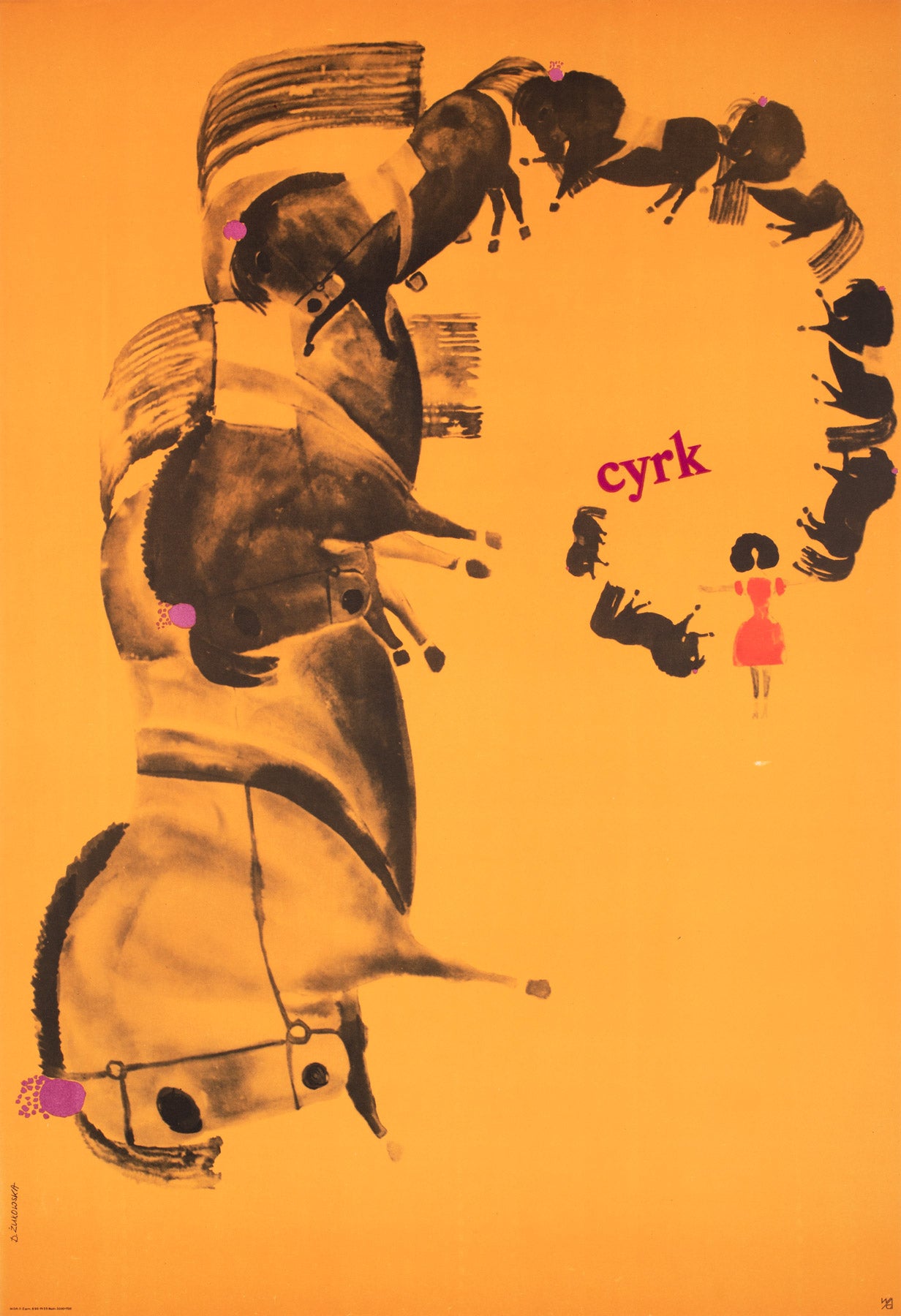 Cyrk Horse Trainer 1966 Polish Circus Poster, Danuta Zukowska