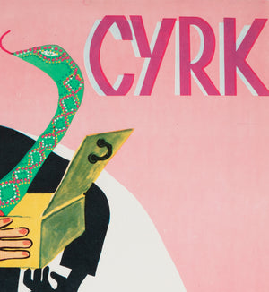 CYRK Magician Snake Charmer 1973 Polish Circus Poster, Miedza-Tomaszewski - detail