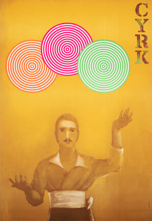 Cyrk Mustached Juggler 1973 Polish Circus Poster, Urbaniec