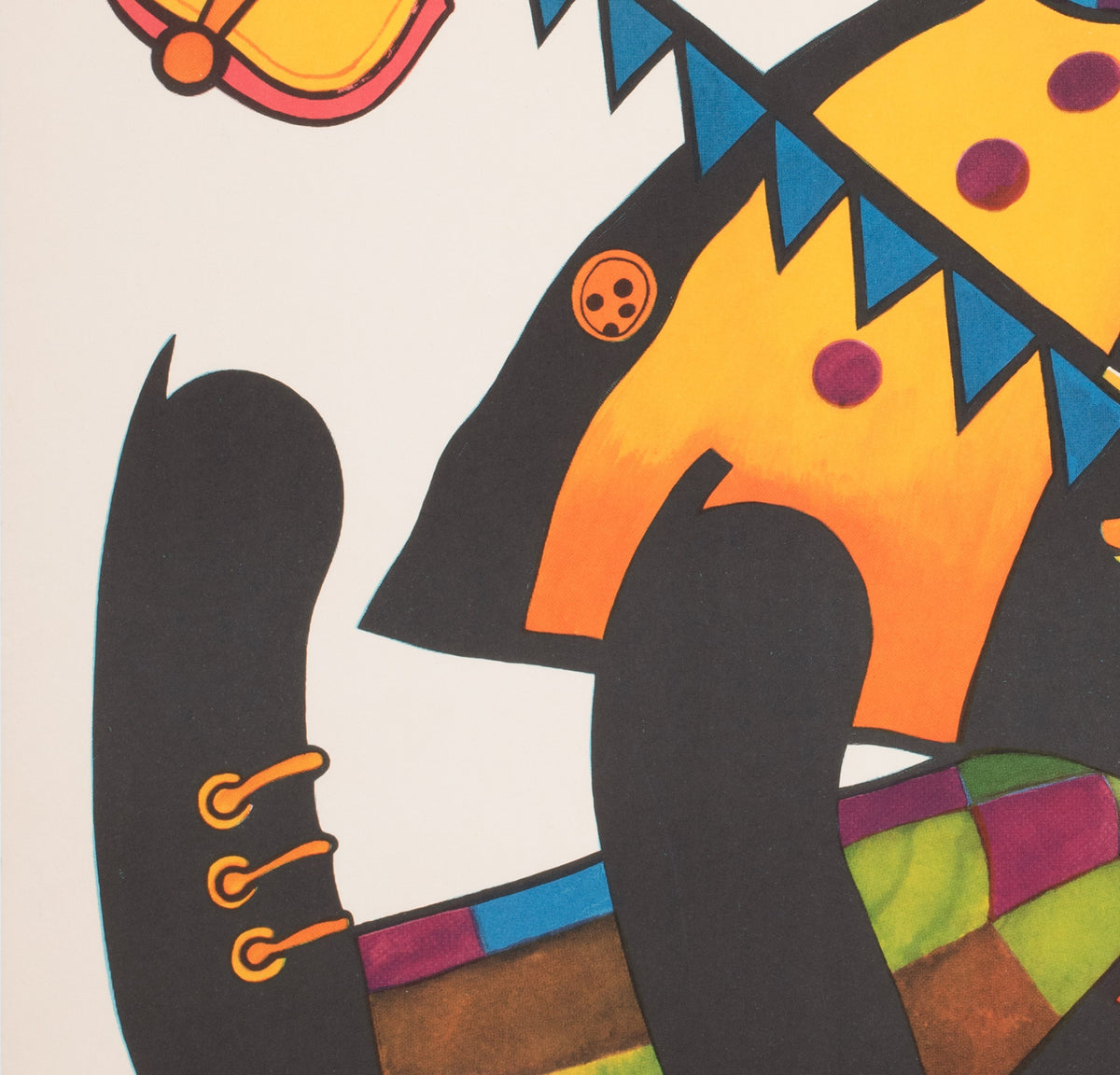 Cyrk One Man Band Clown R1976 Polish Circus Poster, Stachurski - detail