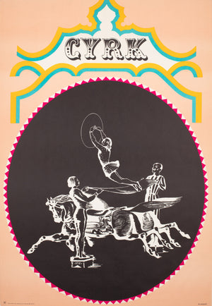 Cyrk Performing on Horseback 1970 Polish Circus Poster, Majewski