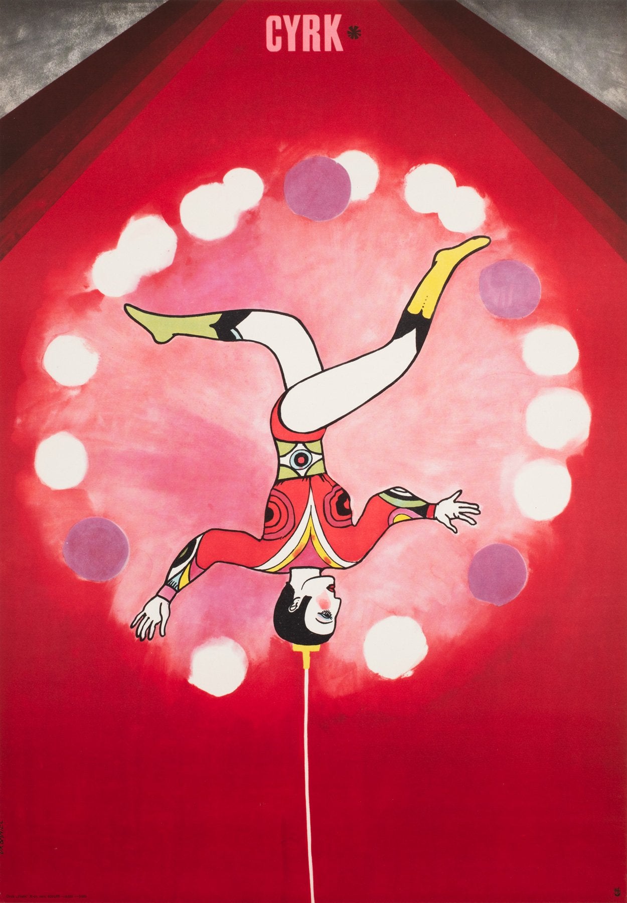 Cyrk Polish Circus Poster Balancing Juggling Acrobat 1968, Urbaniec