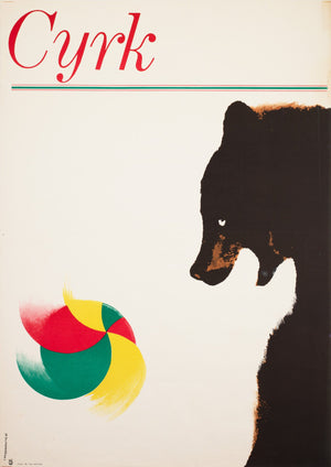 Cyrk Polish Circus Poster Bear with Ball 1965, Holdanowicz