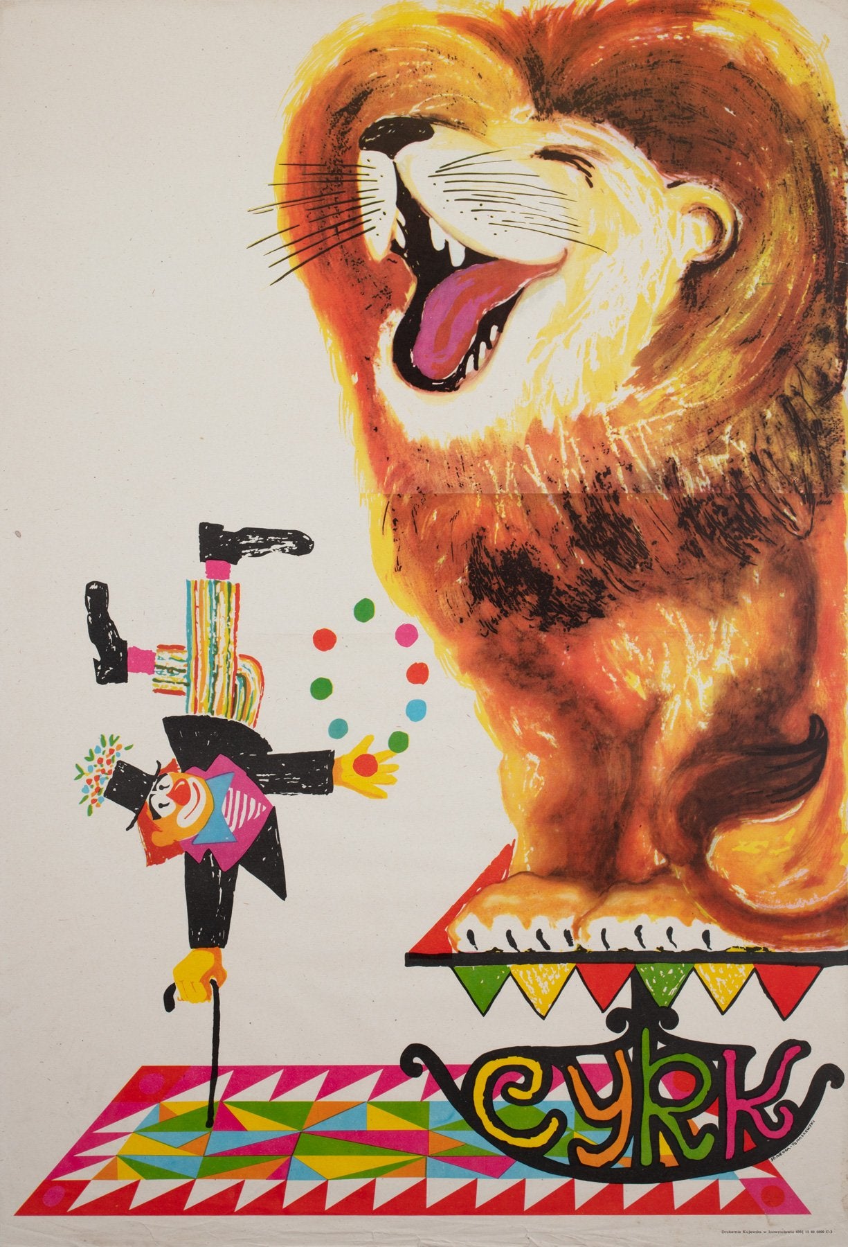 Cyrk Polish Circus Poster Clown and Lion R1982, Miedza-Tomaszewski