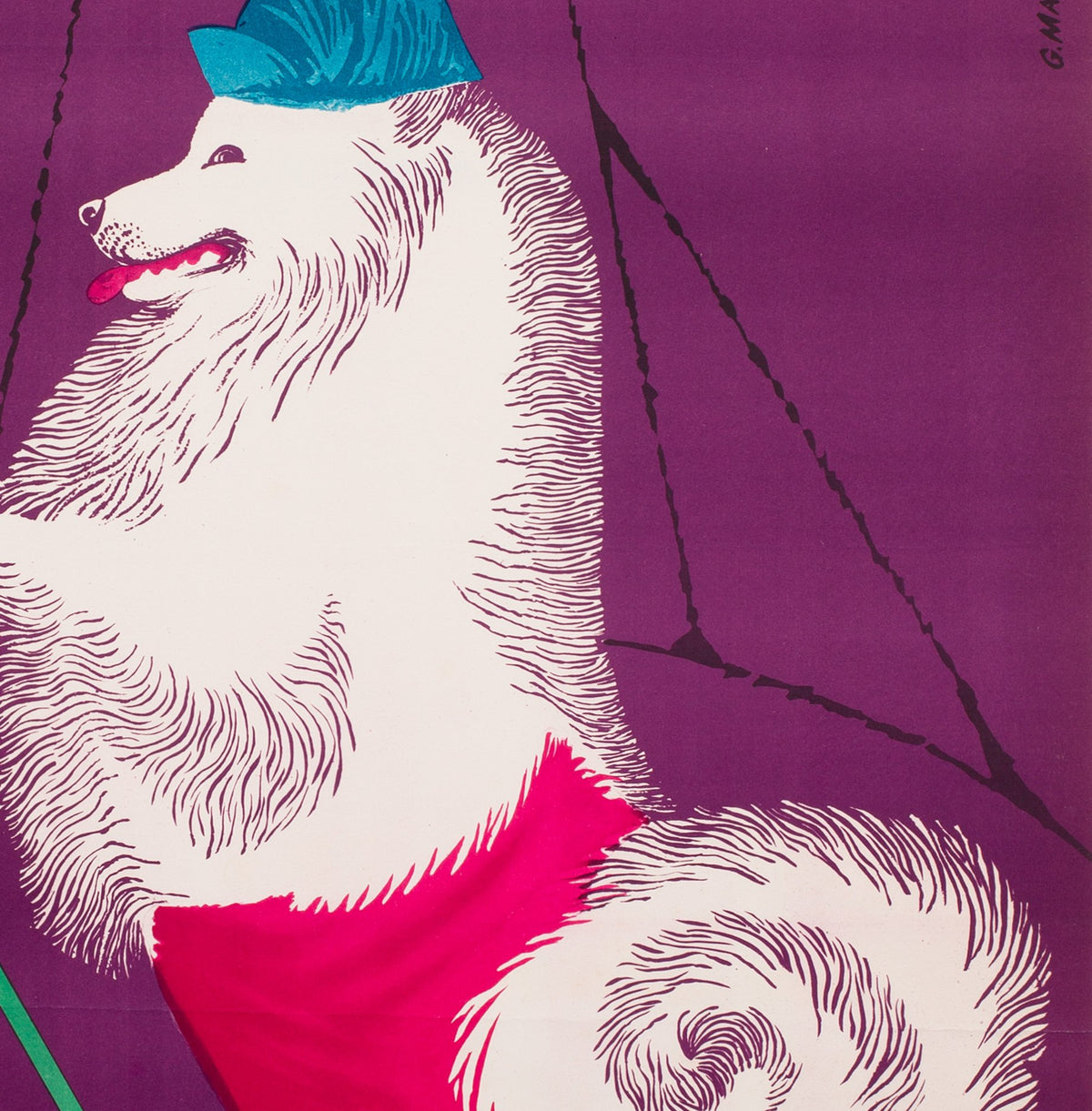 Cyrk Samoyed Cycling 1965 Polish Circus Poster, Gustaw Majewski - detail