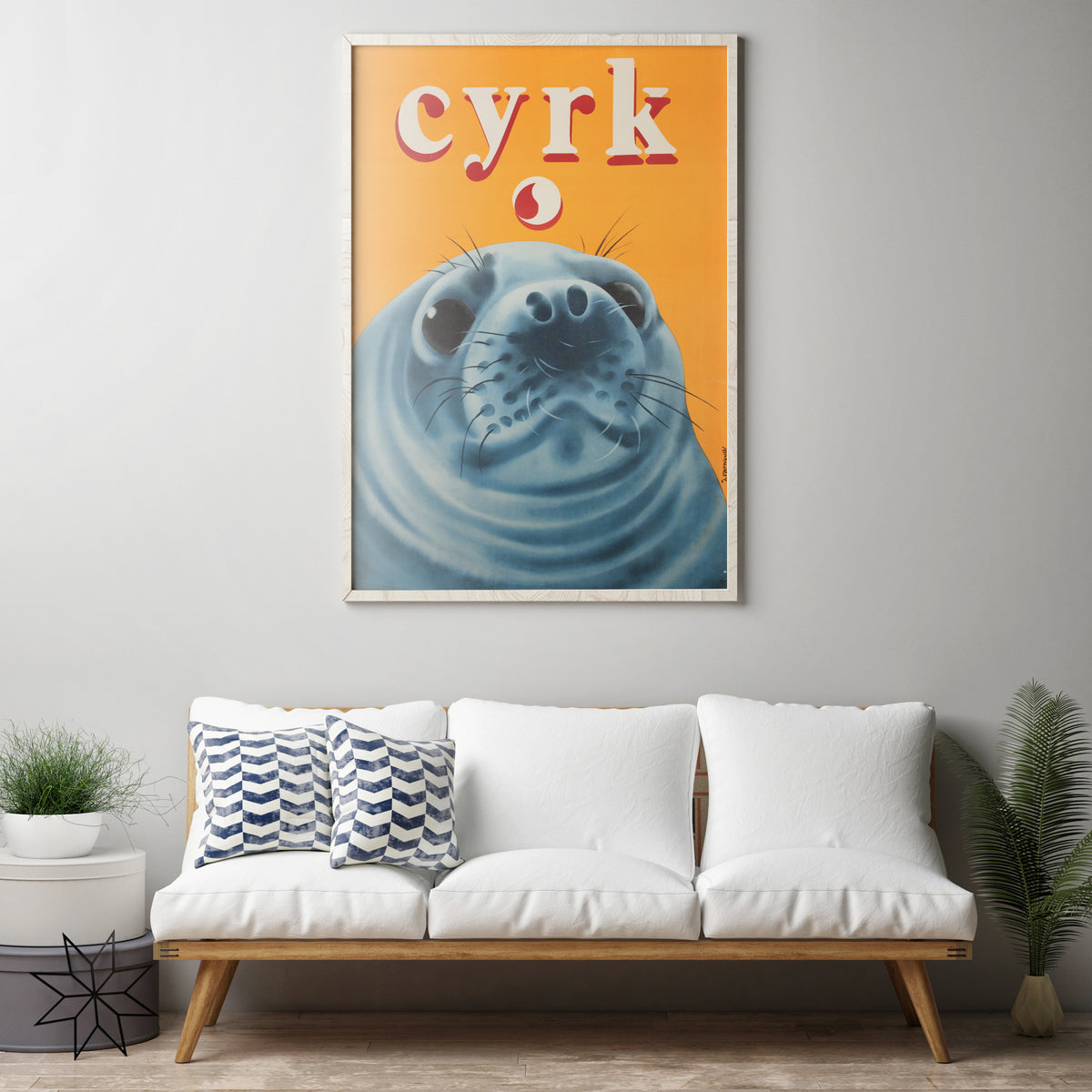 Cyrk Seal Face 1974 Polish Circus Poster, Jerzy Czerniawski