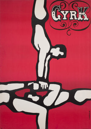 Cyrk Three Acrobats 1964 Polish Circus Poster, Gorka
