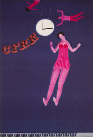 Cyrk Three Aerialists 1966 Polish Circus Poster, Danuta Zukowska