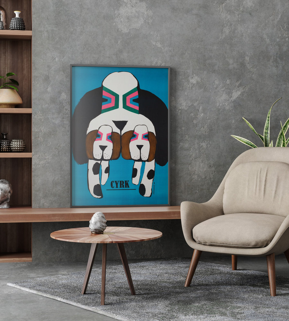 Cyrk Three Basset Hounds R1968 Polish B1 Circus Poster, Cieslewicz