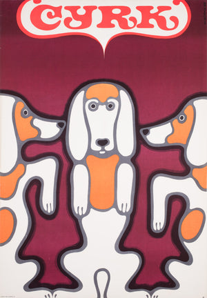 Cyrk Three Beagles 1969 Polish B1 Circus Poster, Wiktor Gorka