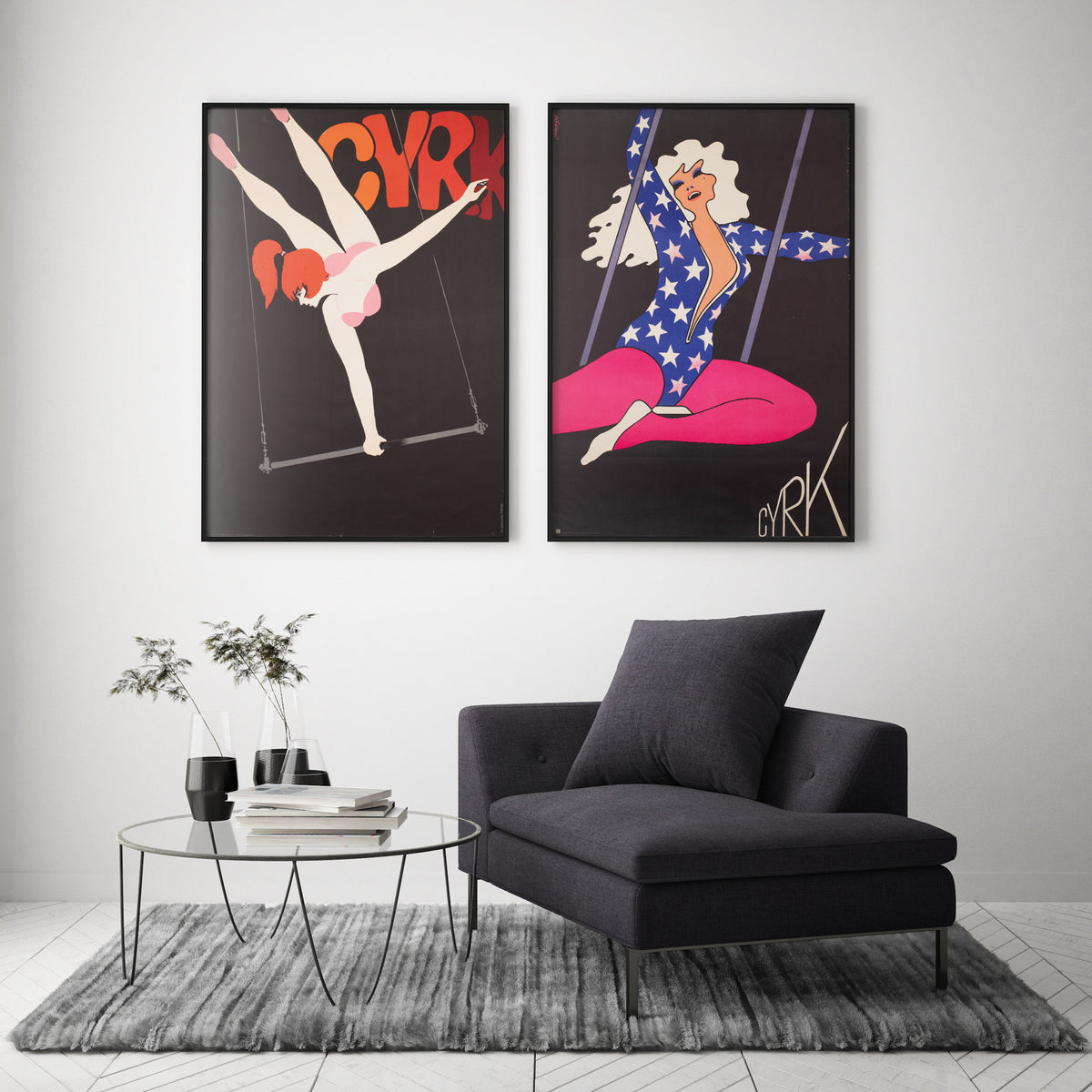 Cyrk Trapeze Aerialist 1967 Polish Circus Poster, Hilscher