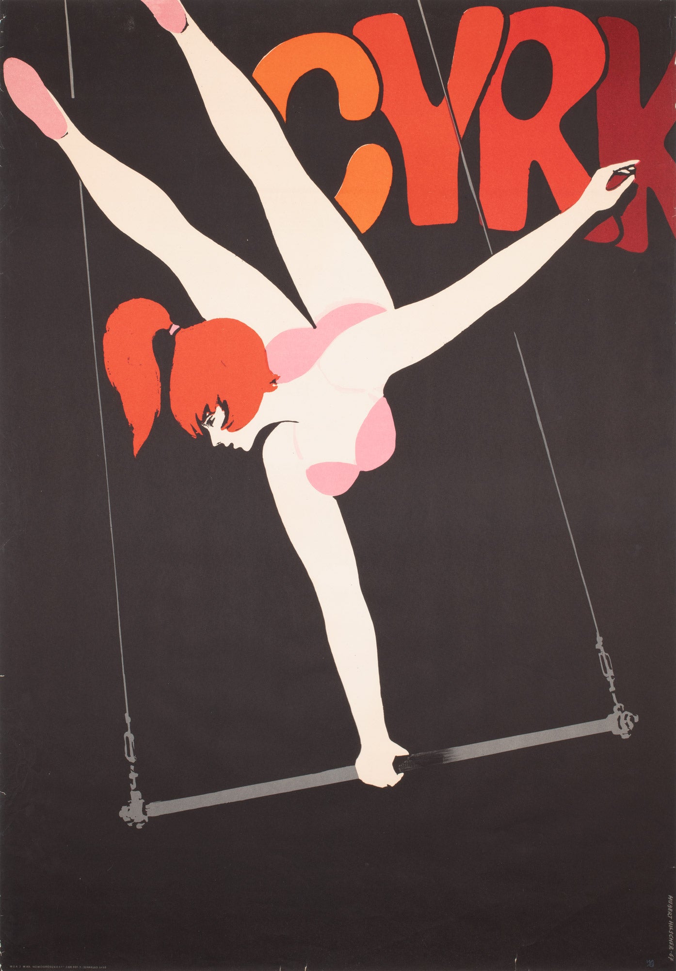 Cyrk Trapeze Aerialist 1967 Polish Circus Poster, Hilscher