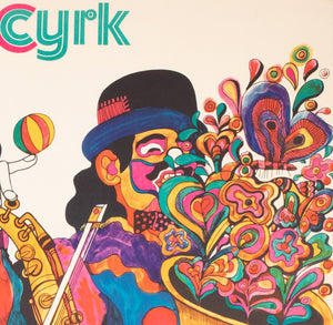 Cyrk Two Musical Clowns 1972 Polish Circus Poster, Stachurski - detail