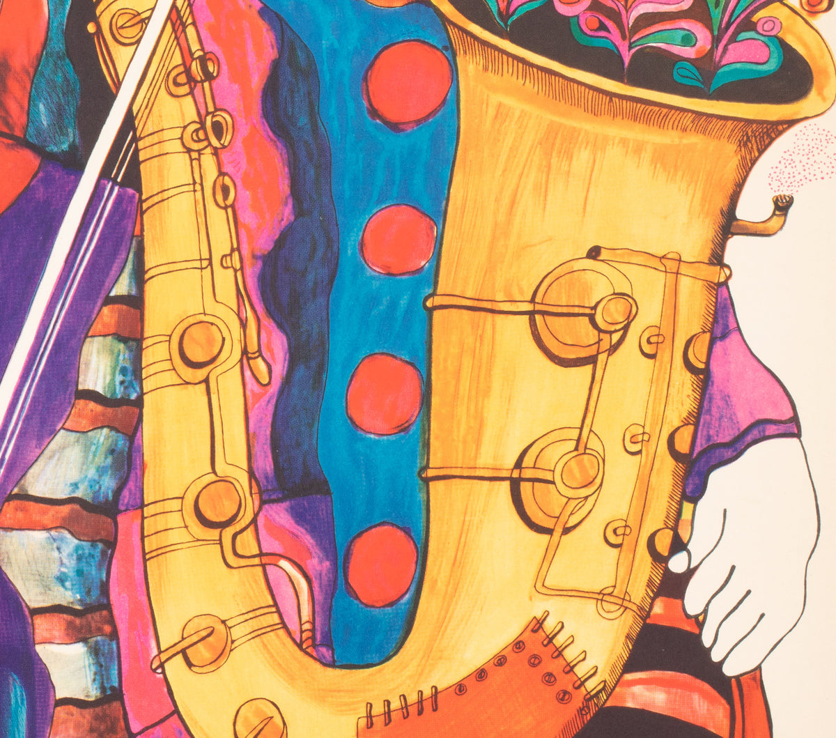 Cyrk Two Musical Clowns 1972 Polish Circus Poster, Stachurski - detail