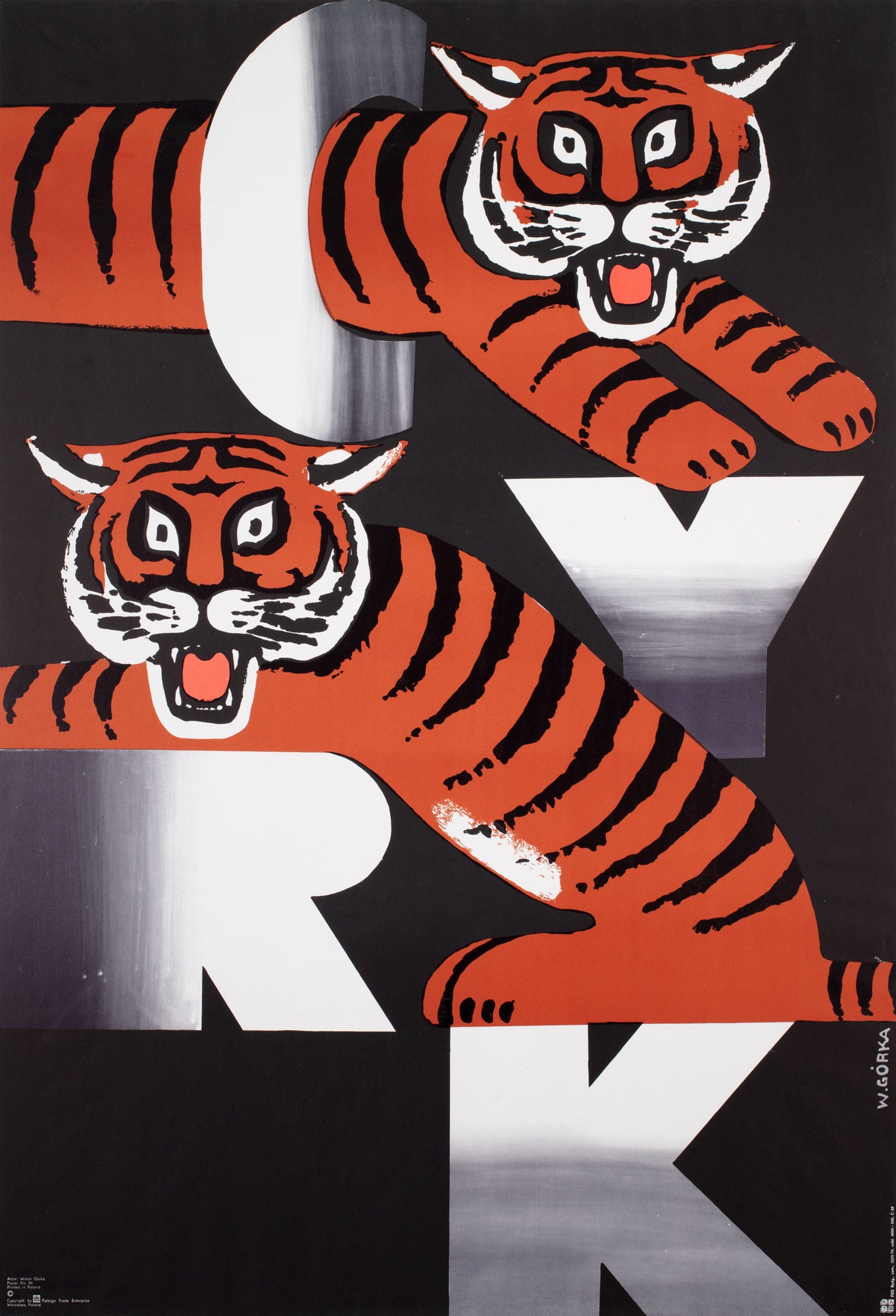Cyrk Two Tigers R1979 Polish Circus Poster, Gorka