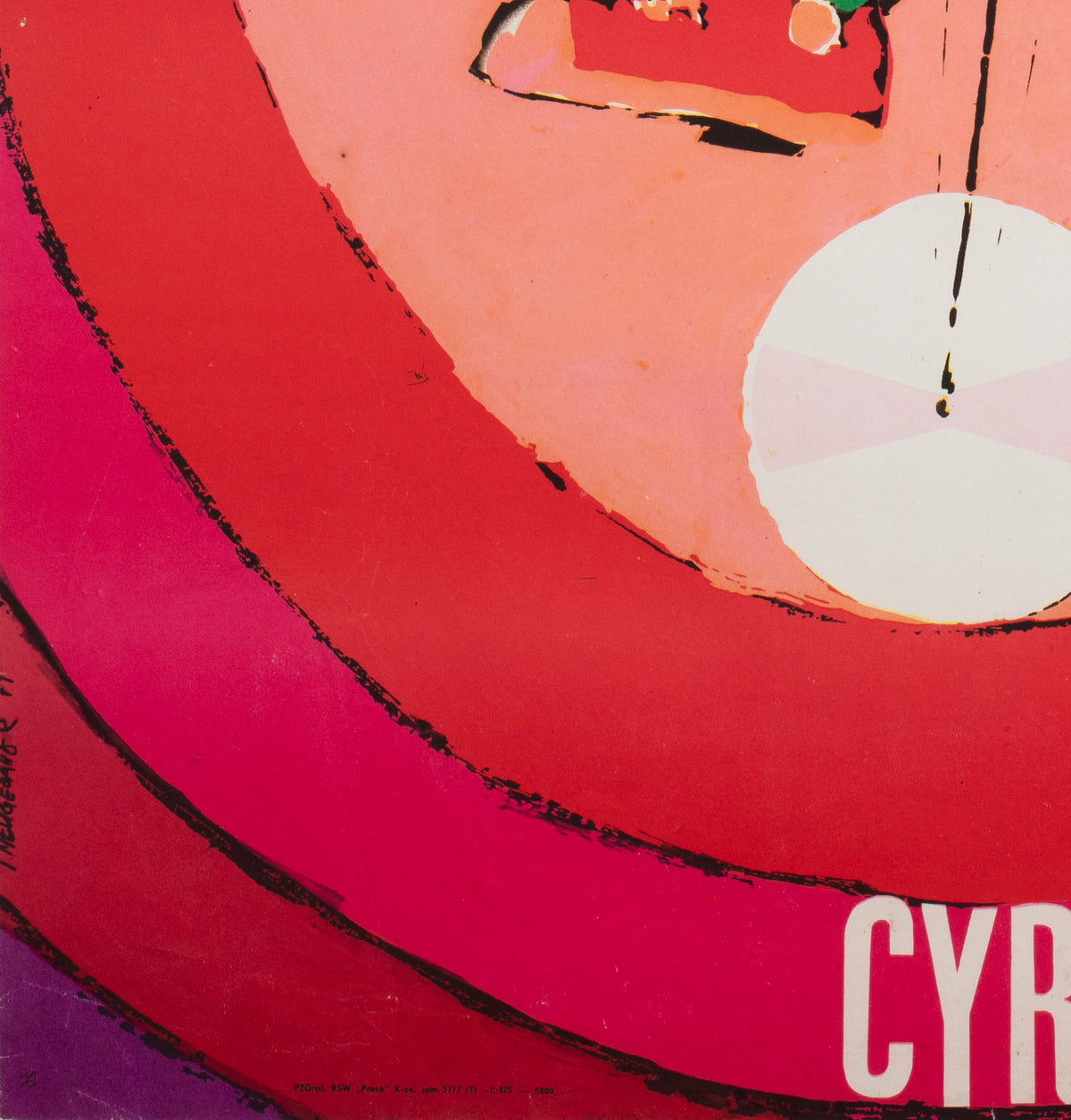 Unicycle Clown 1971 Polish CYRK Poster, Neugebauer - detail