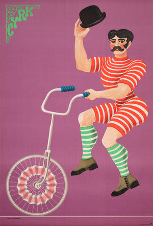 CYRK Unicycle Gentlemen 1970 Original Polish Circus Poster, Hilscher