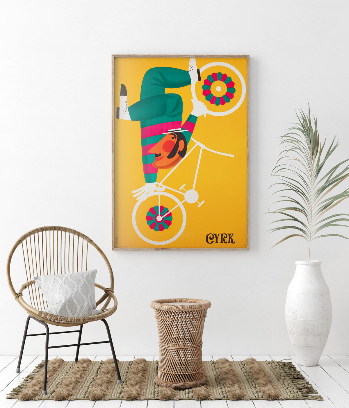 Cyrk Upside Down Cyclist 1970 Polish Circus Poster, Cetnarowski