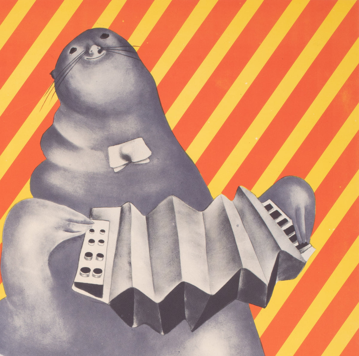 Cyrk Walrus Playing Accordion 1975 Polish Circus Poster, Zukowska - detail