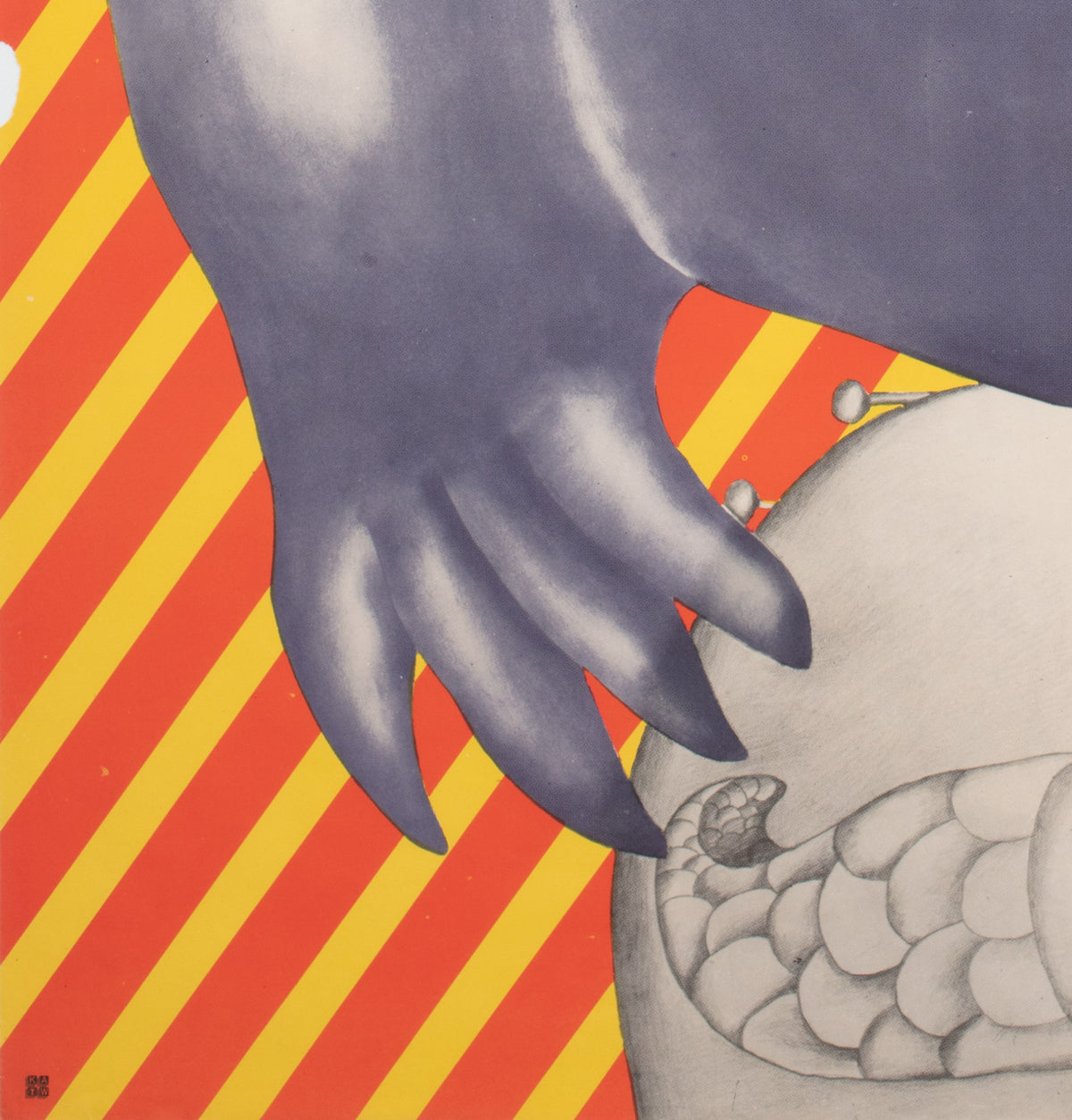 Cyrk Walrus Playing Accordion 1975 Polish Circus Poster, Zukowska - detail