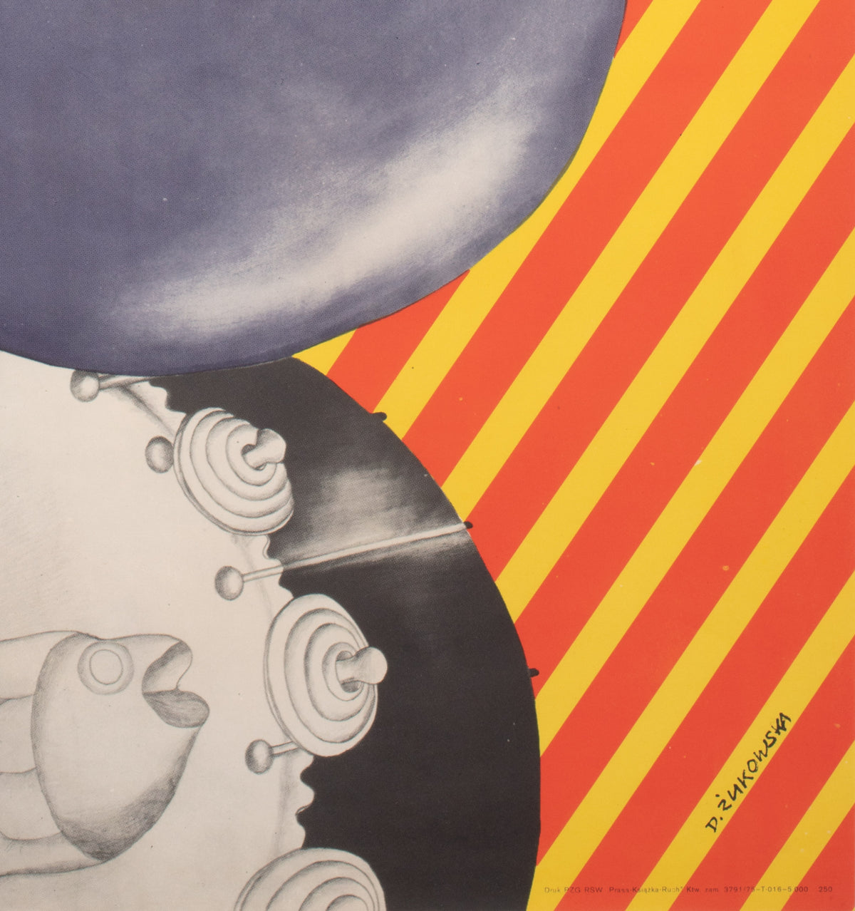 Cyrk Walrus Playing Accordion 1975 Polish Circus Poster, Zukowska - detail