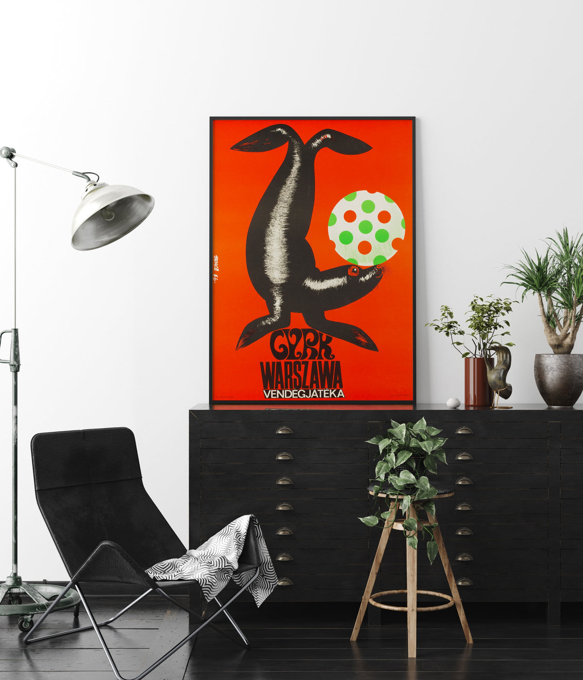 Hungarian CYRK Poster-  1966 Ball Balancing Seal, Sandor