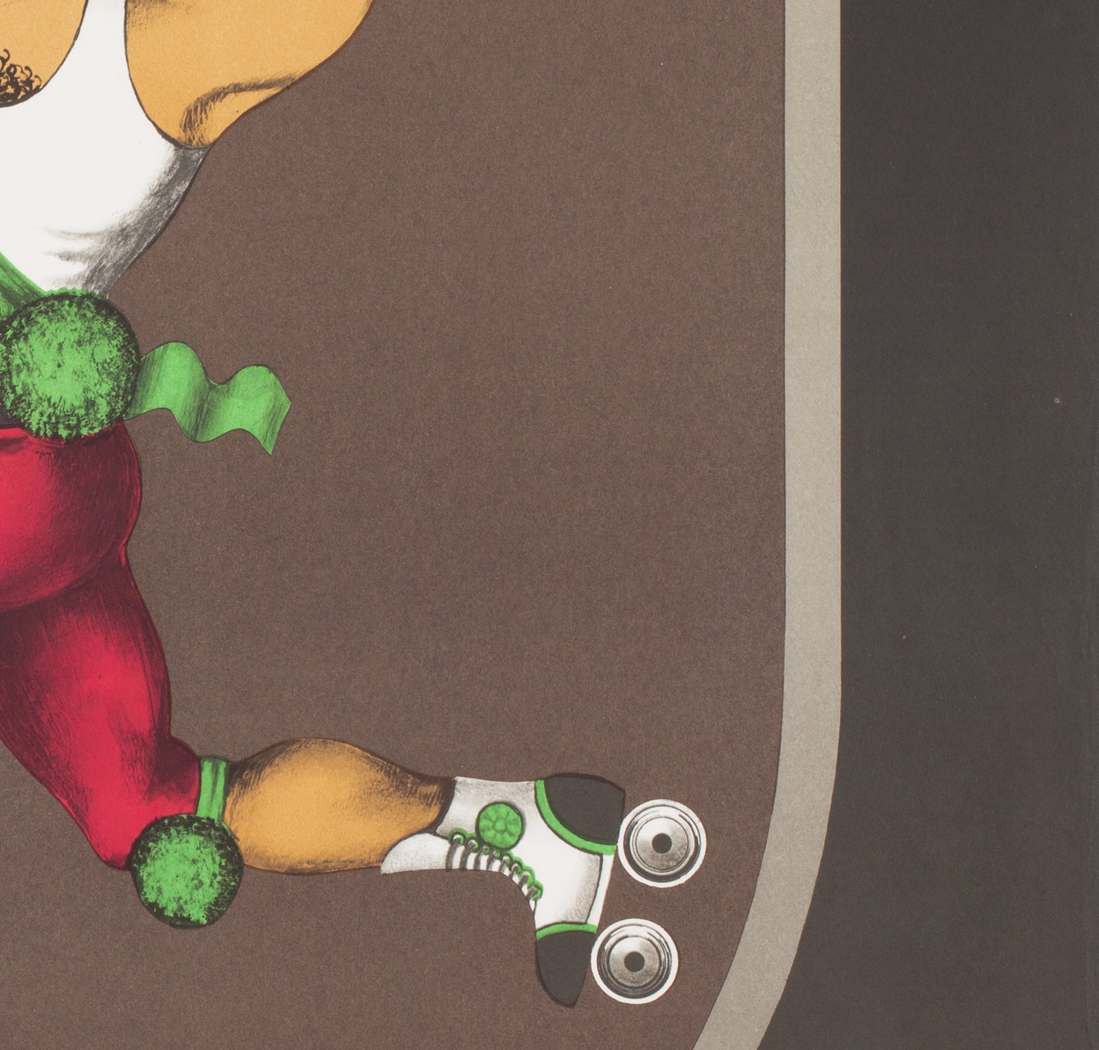 Cyrk Weight Lifting Skater 1974 Polish Circus Poster, Jan Kotarbinski - detail