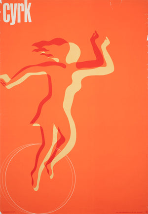 Cyrk Woman in Silhouette on Ball 1968 Polish Circus Poster, Holdanowicz
