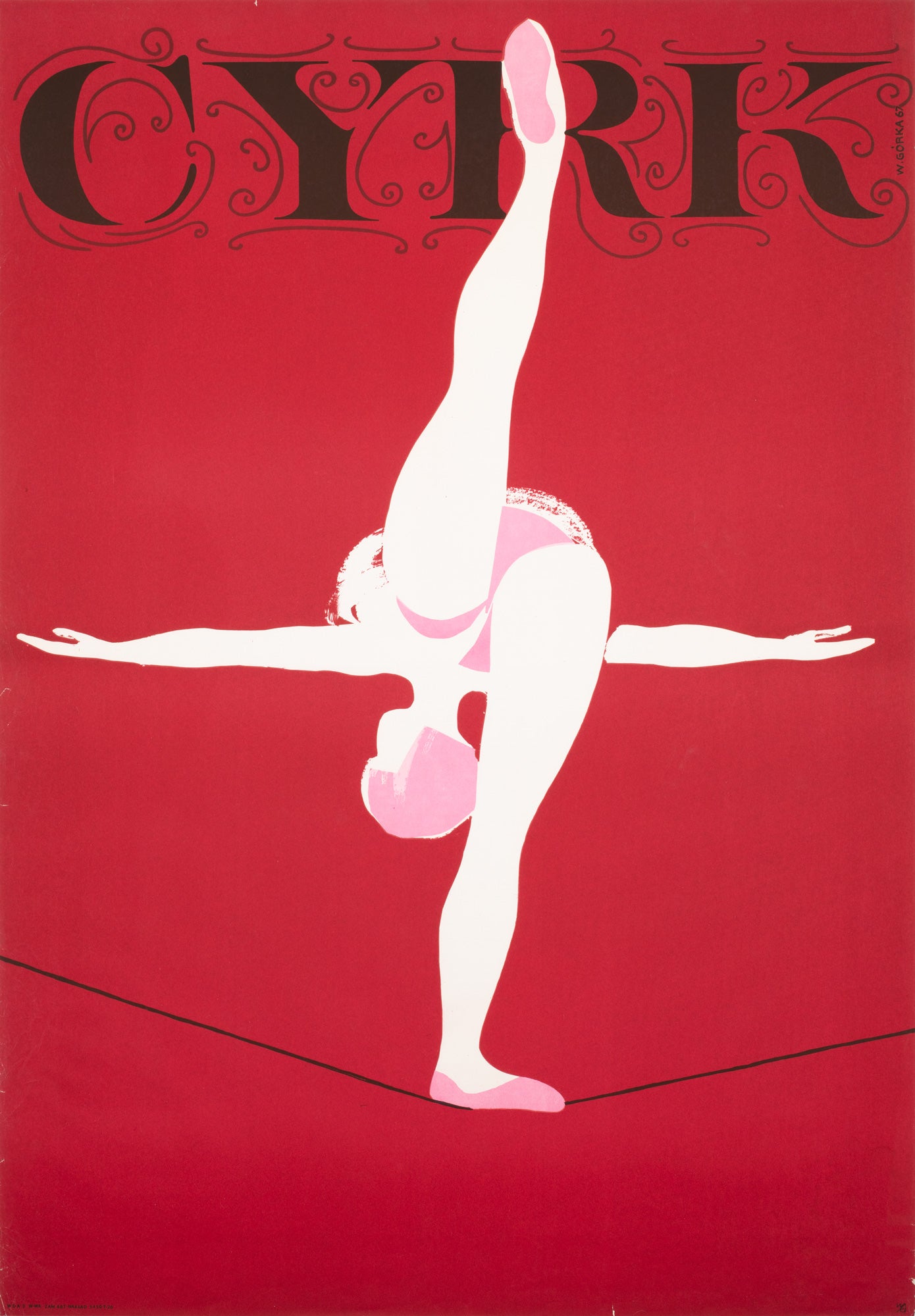 Cyrk Woman on Tightrope 1967 Polish Circus Poster, Gorka